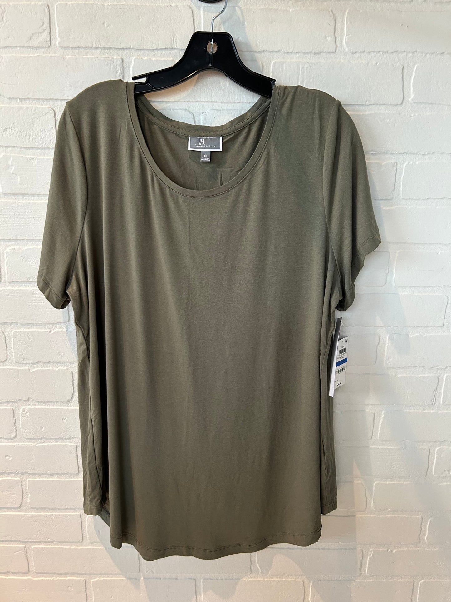 Top Short Sleeve Basic By Jm Collections In Green, Size: Xl