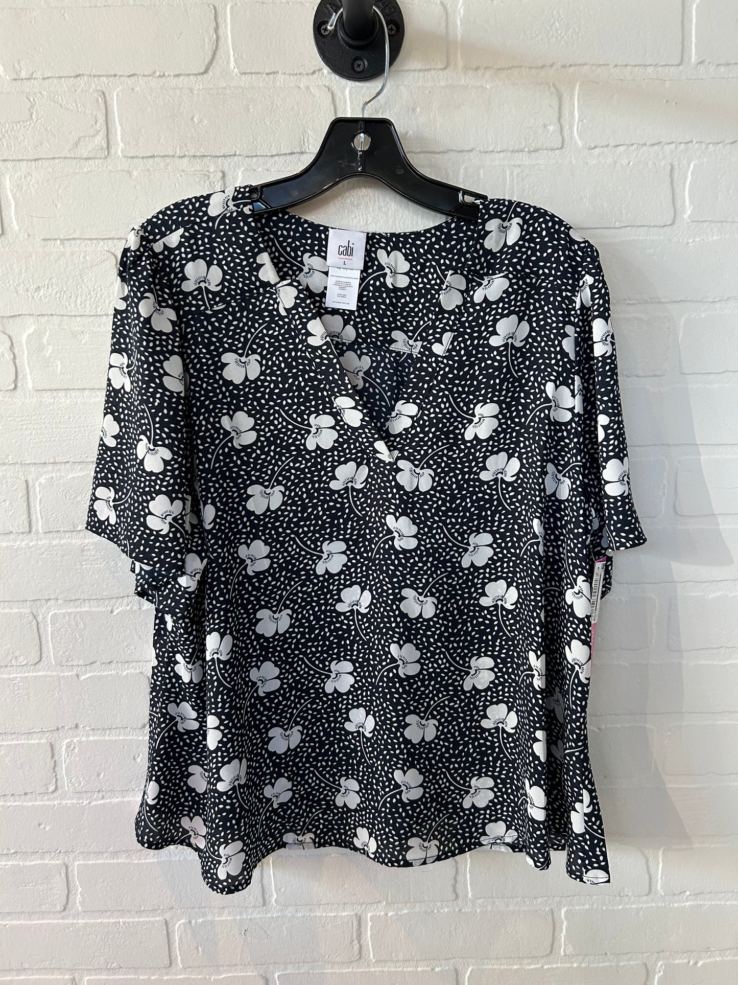 Top Short Sleeve By Cabi In Black & White, Size: L