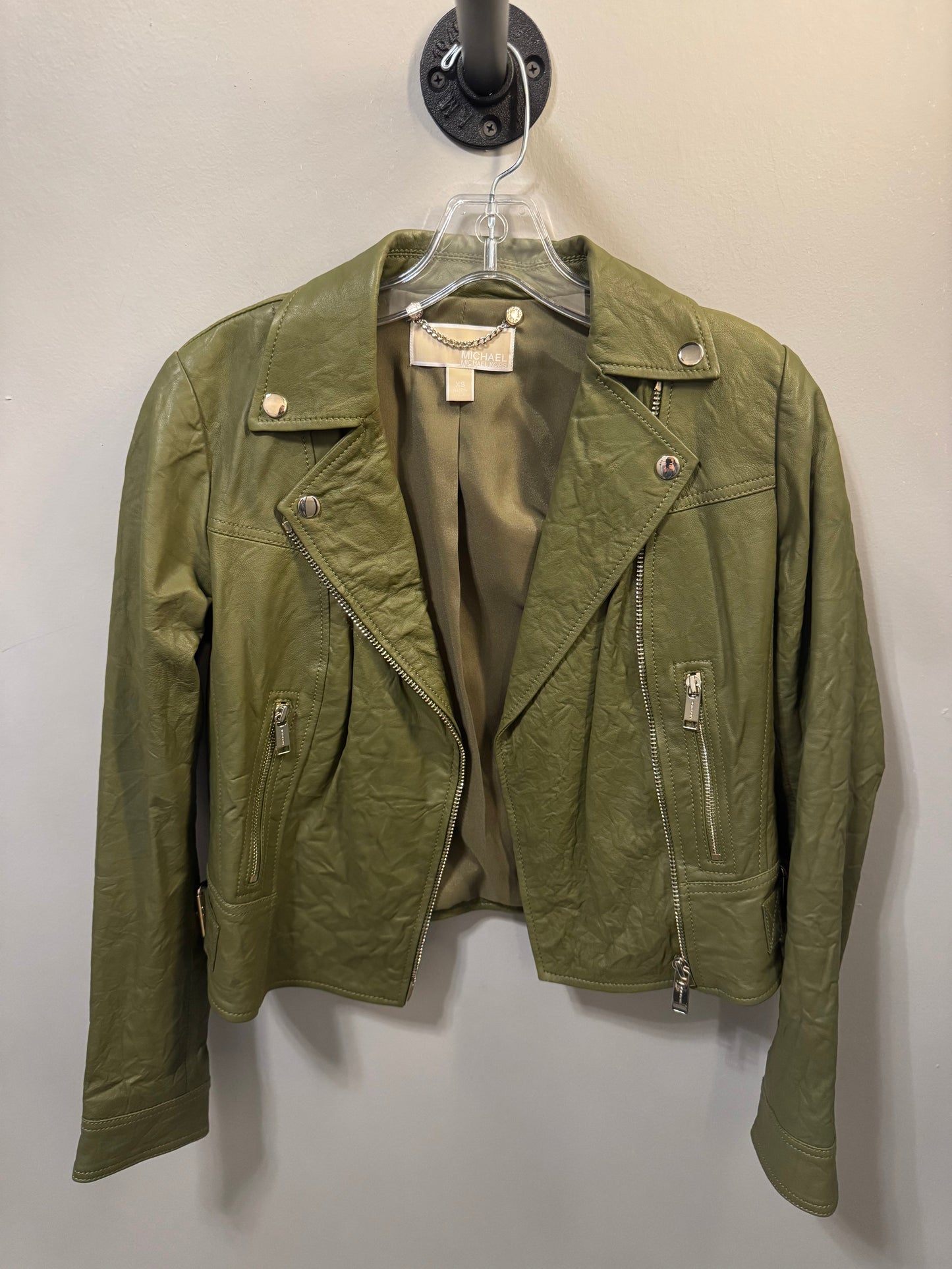 Jacket Leather By Michael By Michael Kors In Green, Size: Xs