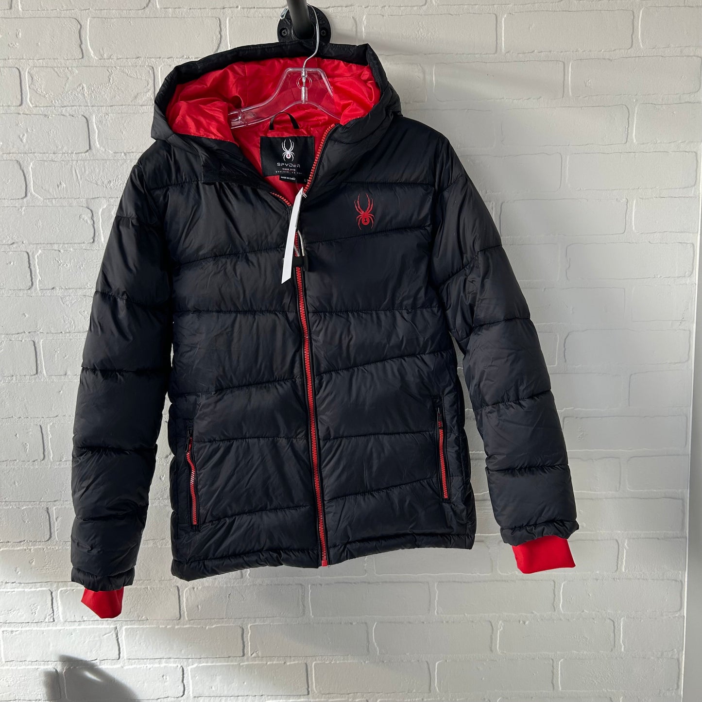 Coat Puffer & Quilted By Spyder In Black & Red, Size: L