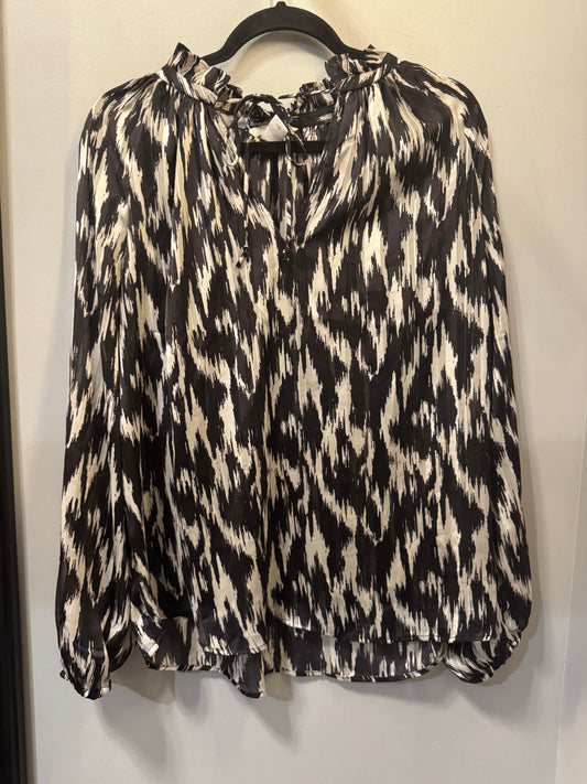 Top Long Sleeve By H&m In Black & White, Size: M