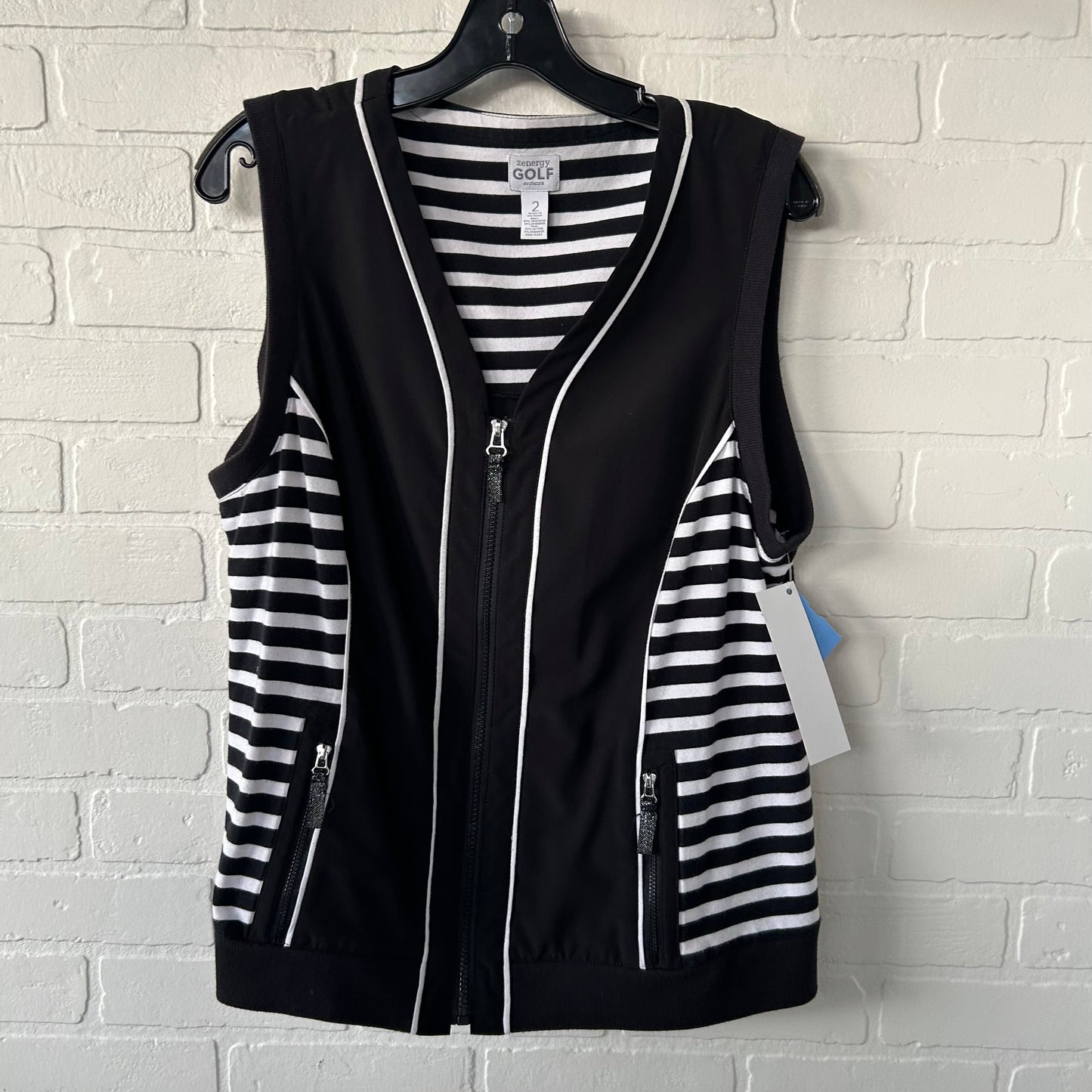 Athletic Jacket By Zenergy By Chicos In Black & White, Size: L