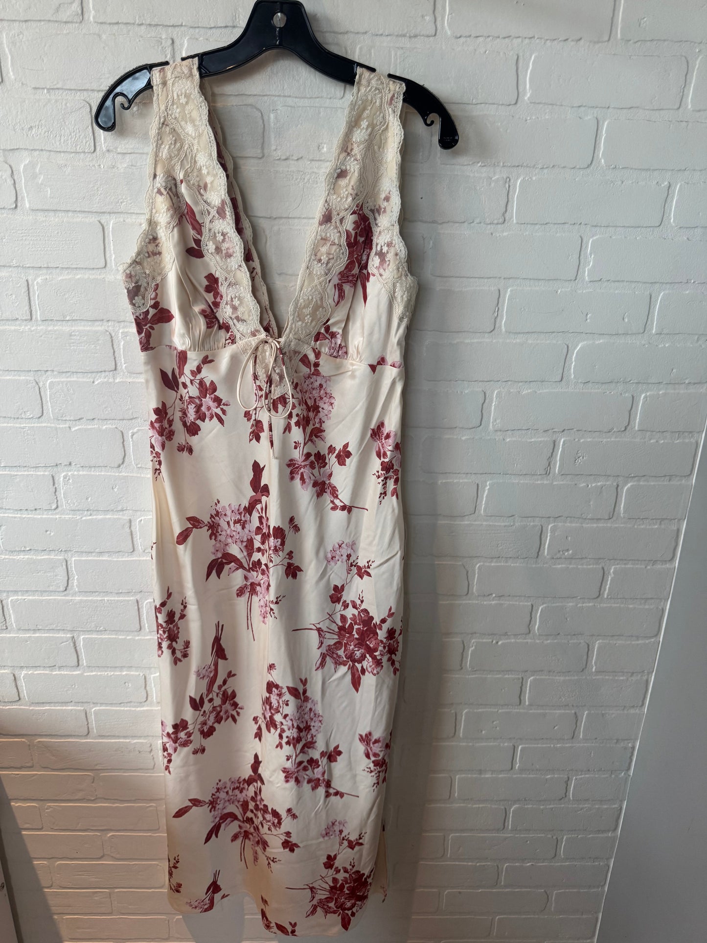 Dress Casual Midi By Abercrombie And Fitch In Cream & Pink, Size: M