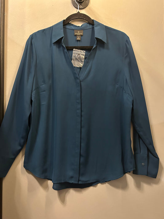 Top Long Sleeve By Worthington In Teal, Size: Lp