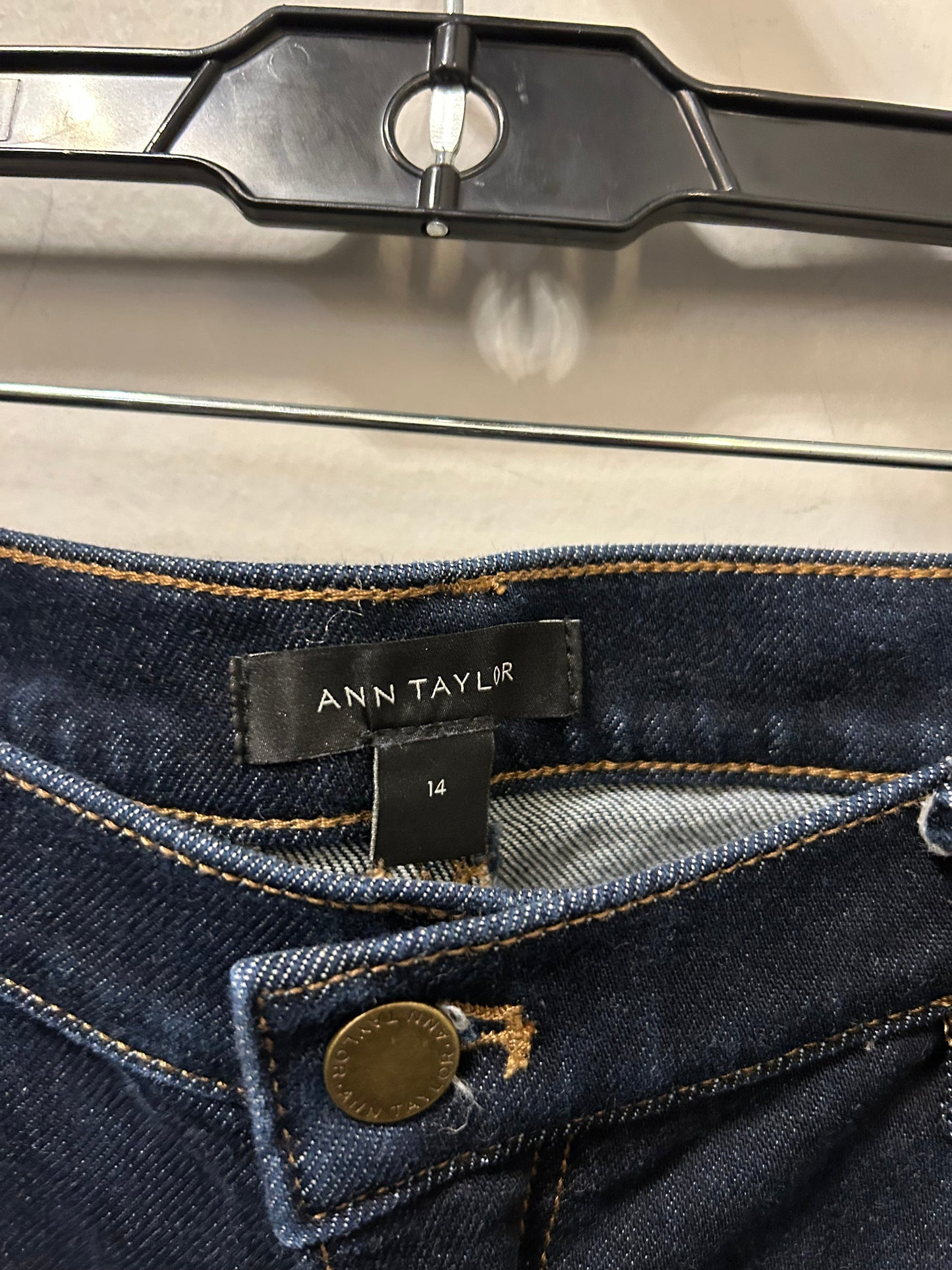 Jeans Straight By Ann Taylor In Blue Denim, Size: 14