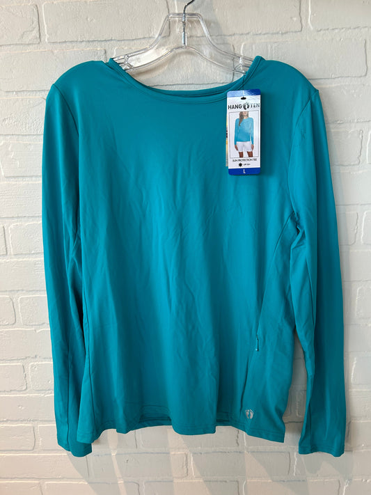 Athletic Top Long Sleeve Crewneck By Hang Ten In Aqua, Size: L