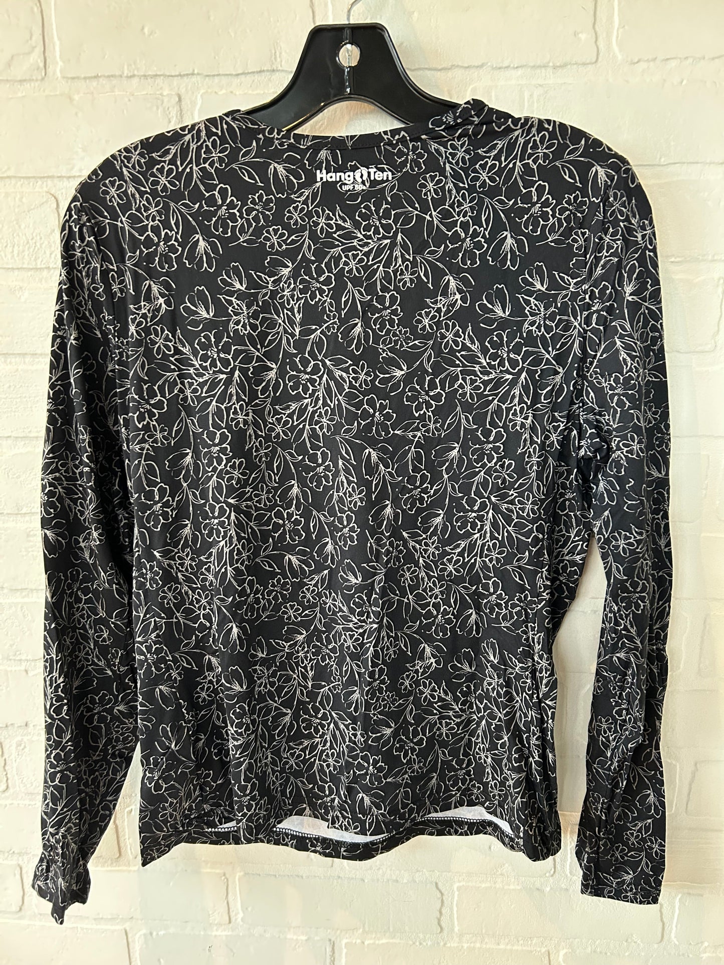 Athletic Top Long Sleeve Crewneck By Hang Ten In Black & Cream, Size: M