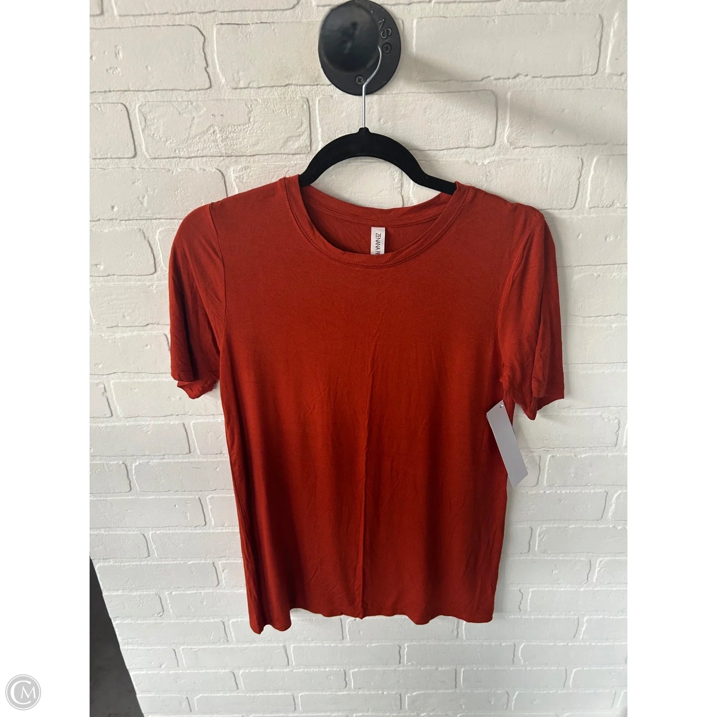 Top Short Sleeve Basic By Zenana In Orange, Size: M