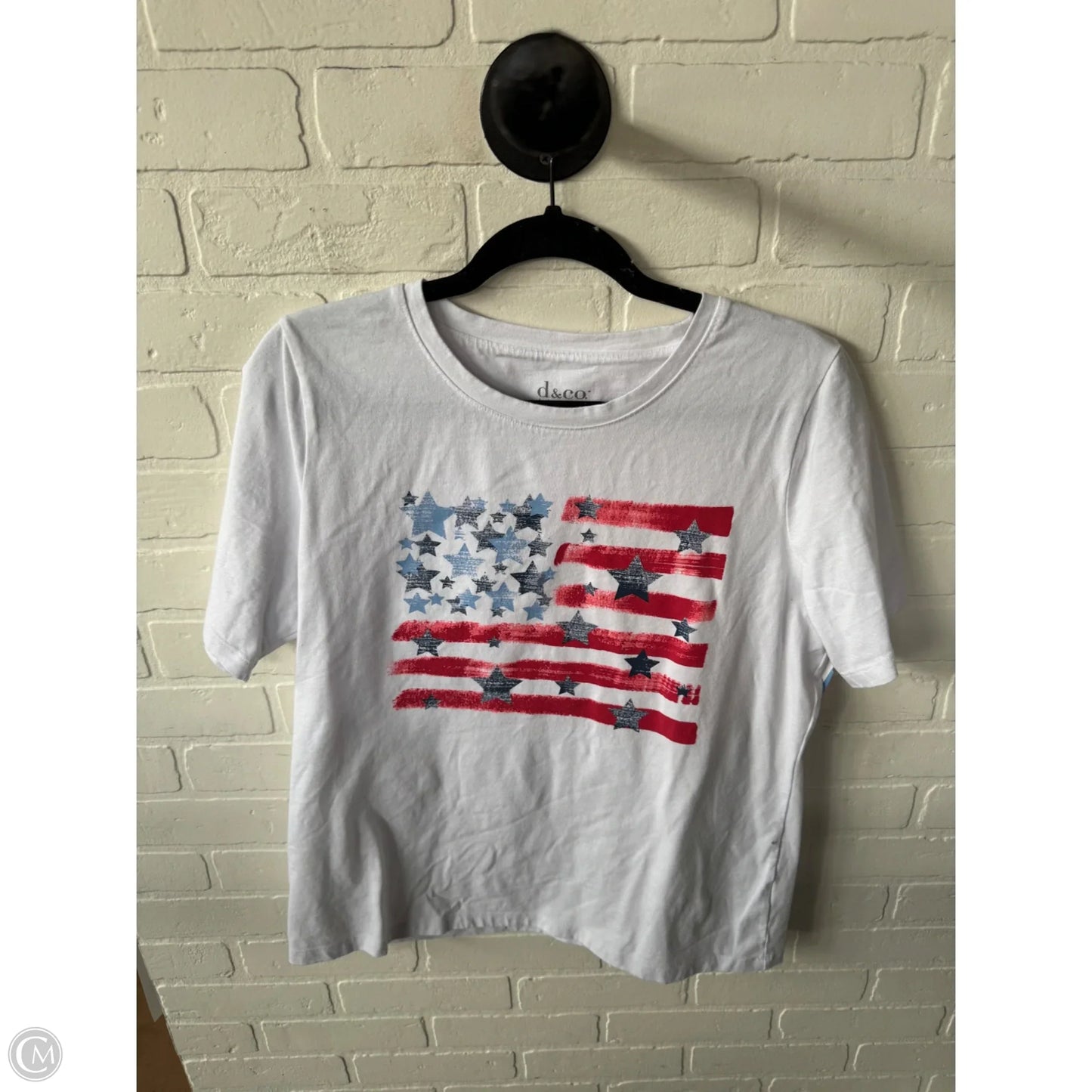 Top Short Sleeve By D&co. In Blue Red & White, Size: M