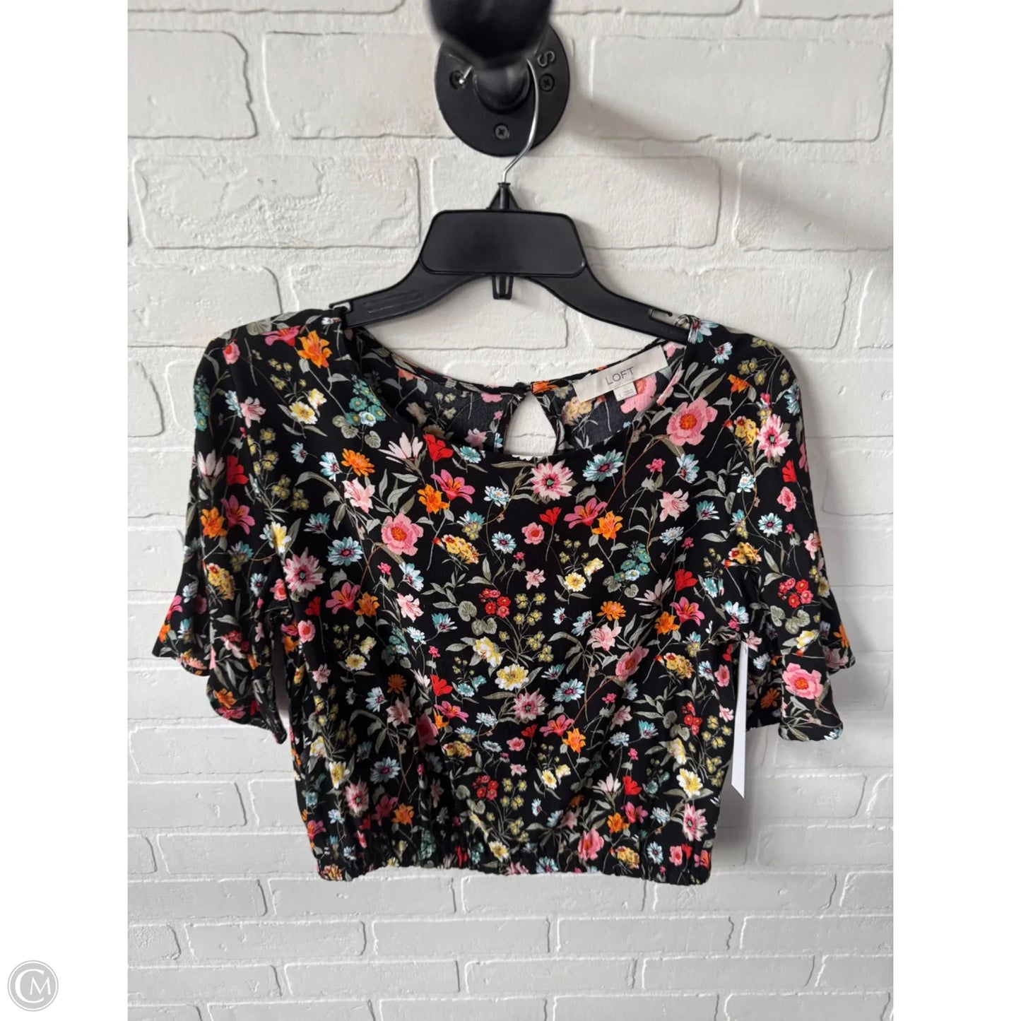 Top Short Sleeve By Loft In Black, Size: S