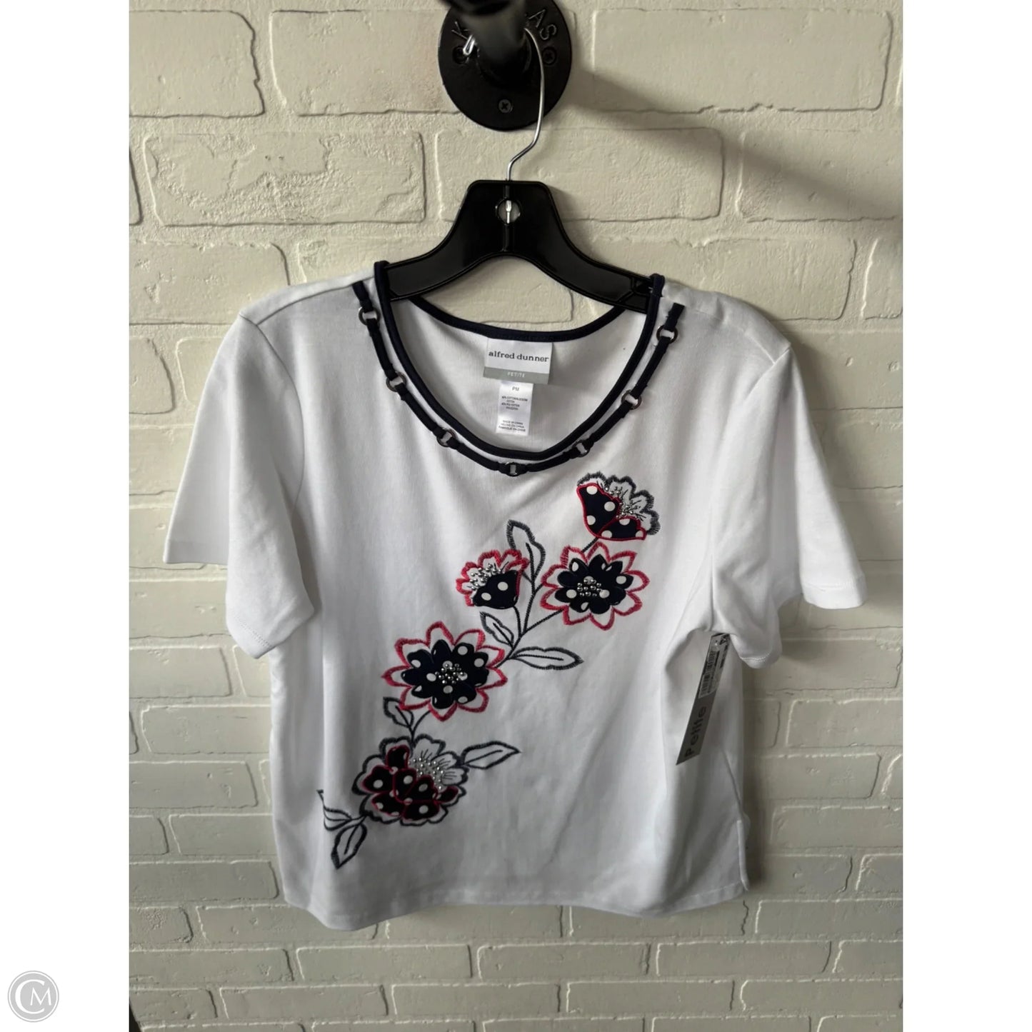 Top Short Sleeve By Alfred Dunner In Blue & Red & White, Size: Mp