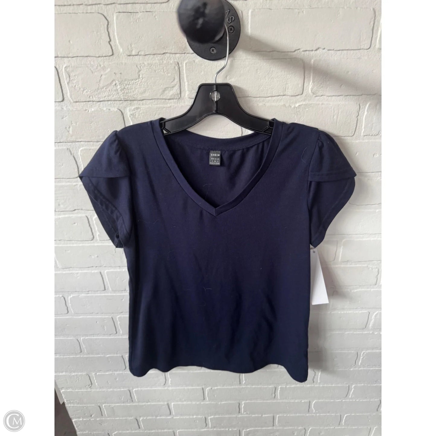 Top Short Sleeve Basic By Shein In Blue, Size: S