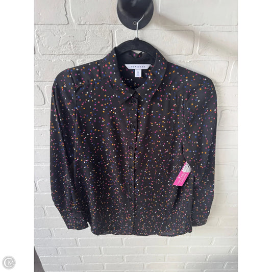 Top Long Sleeve By Popsugar In Black & Blue, Size: S