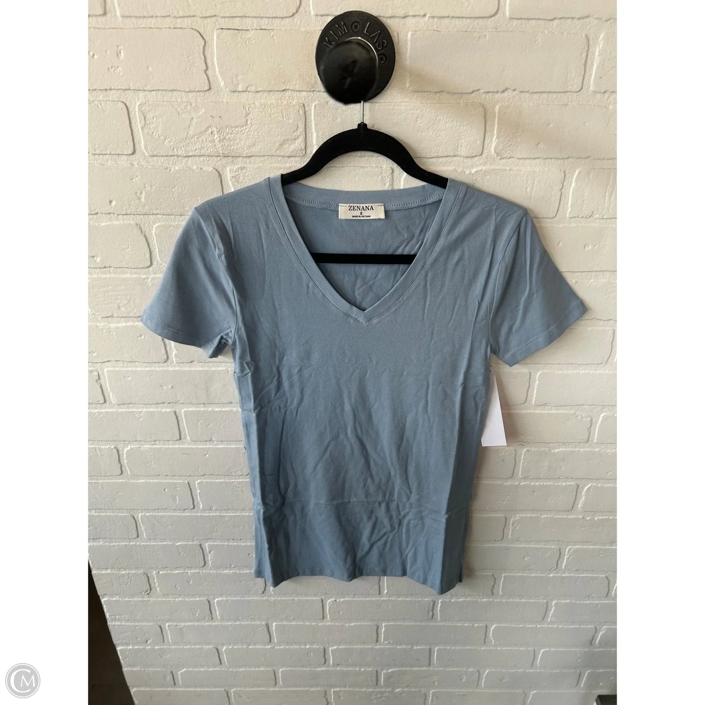 Top Short Sleeve Basic By Zenana In Blue, Size: S