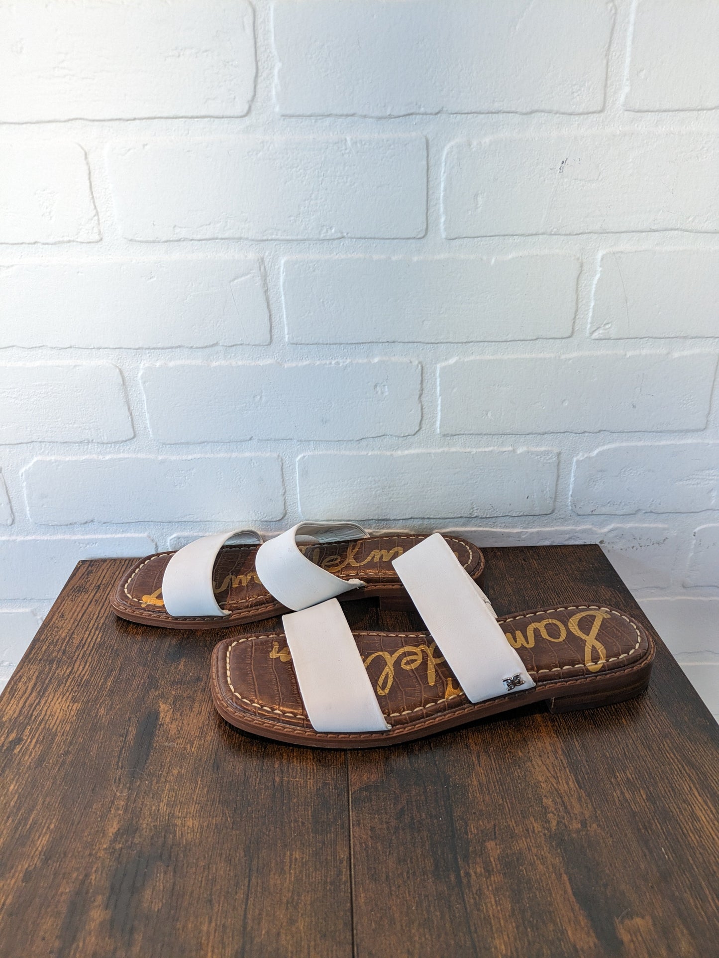 White Sandals Flats Sam Edelman, Size 7.5