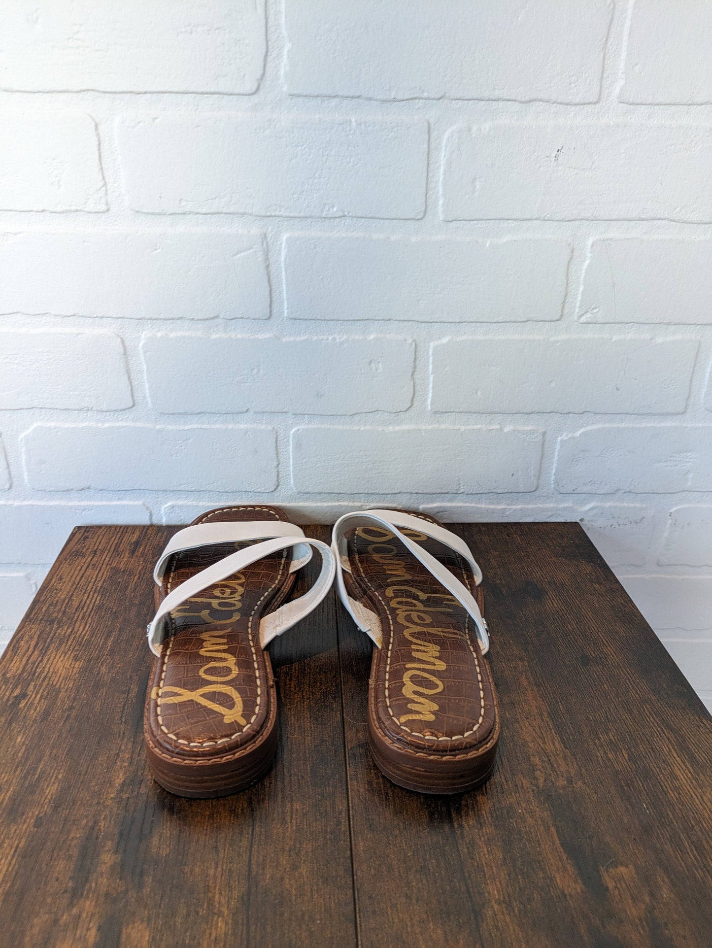 White Sandals Flats Sam Edelman, Size 7.5