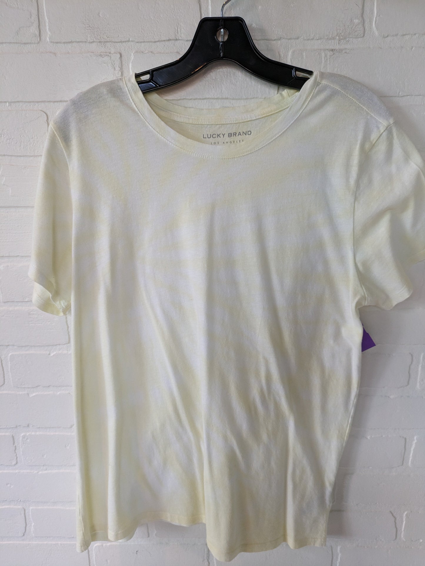 White & Yellow Top Short Sleeve Basic Lucky Brand, Size L