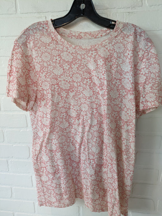 Cream & Red Top Short Sleeve Basic Lucky Brand, Size L
