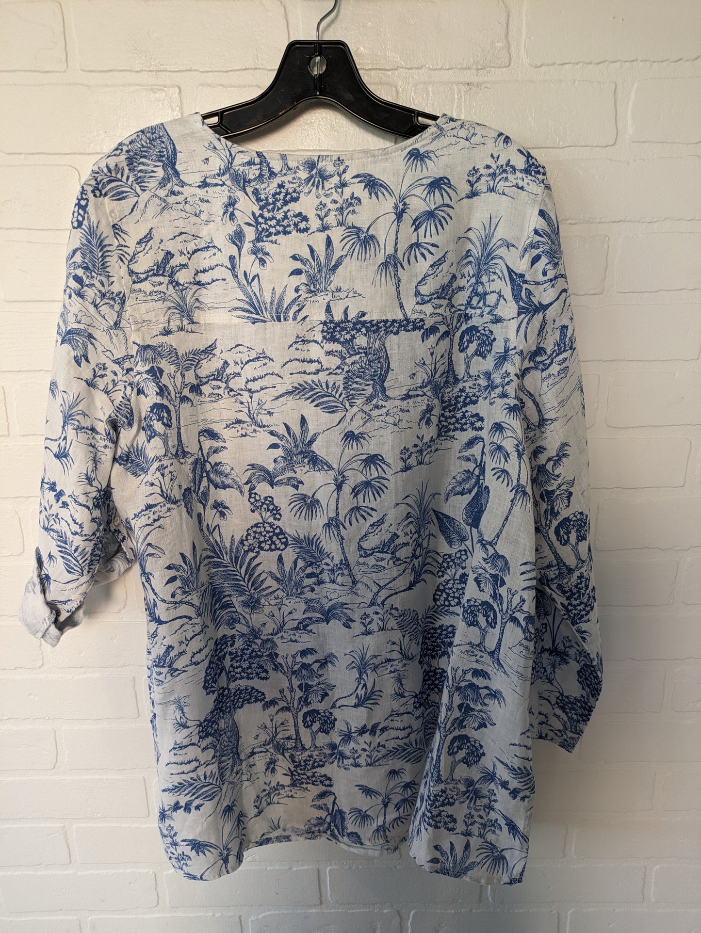 Blue & White Top 3/4 Sleeve Joie, Size 1x