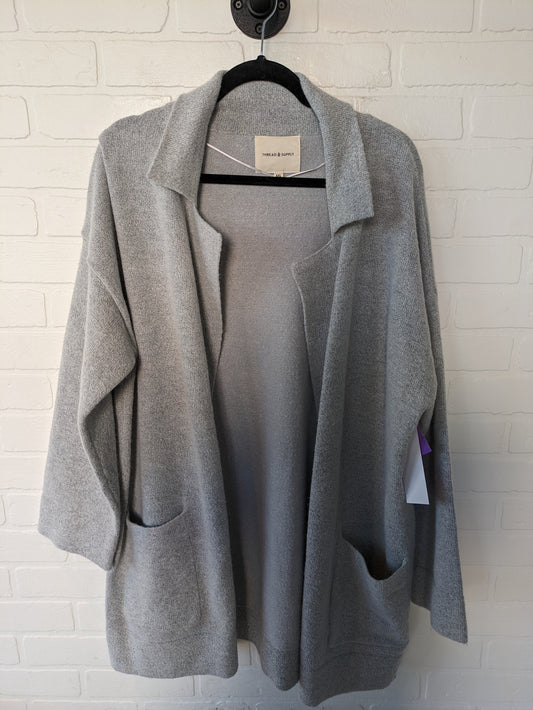 Grey Sweater Cardigan Thread And Supply, Size Xl