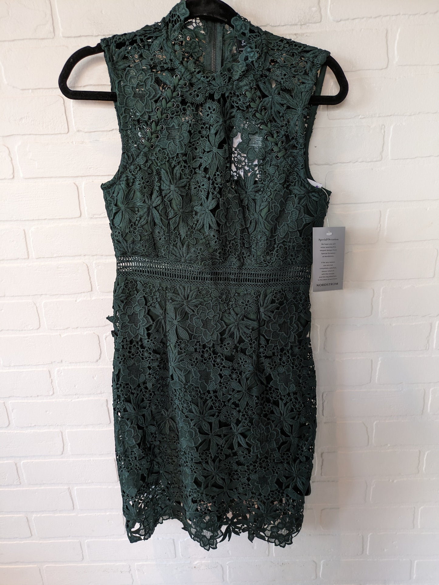 Green Dress Party Midi Bardot, Size Xs