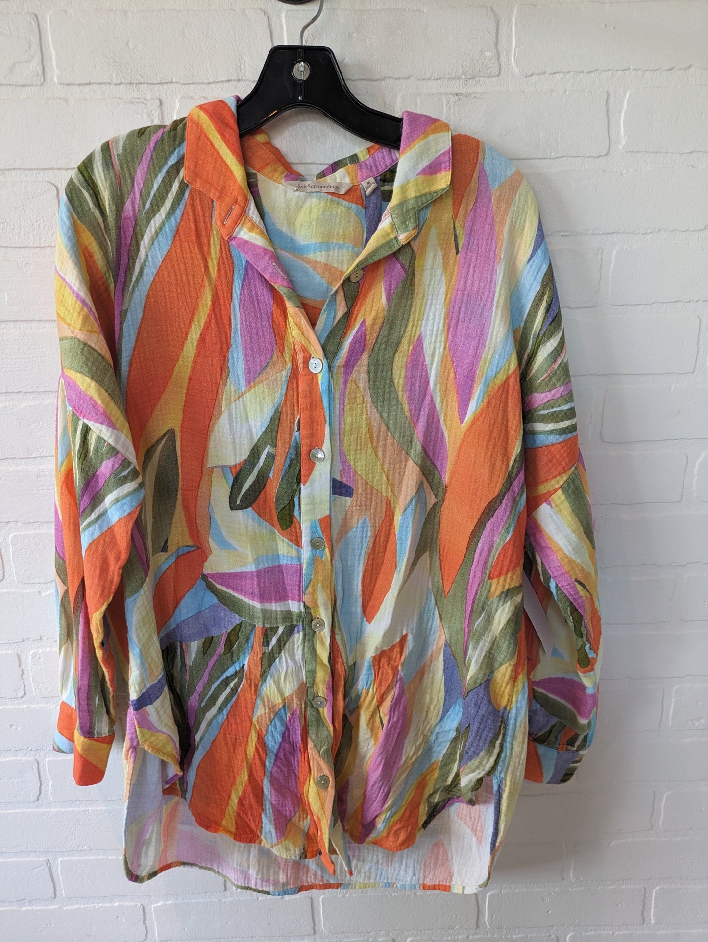 Orange Blouse Long Sleeve Soft Surroundings, Size M