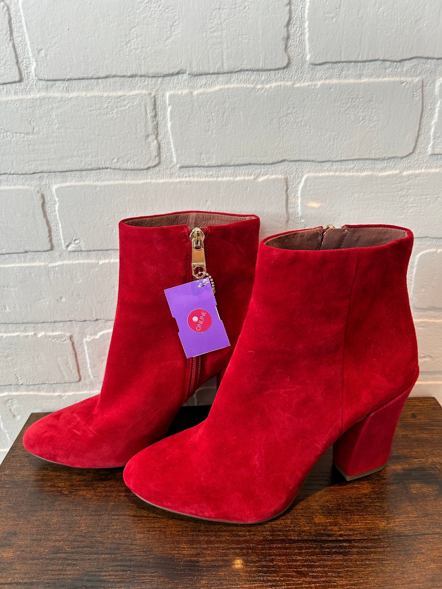 Red Boots Ankle Heels Louise Et Cie, Size 6.5