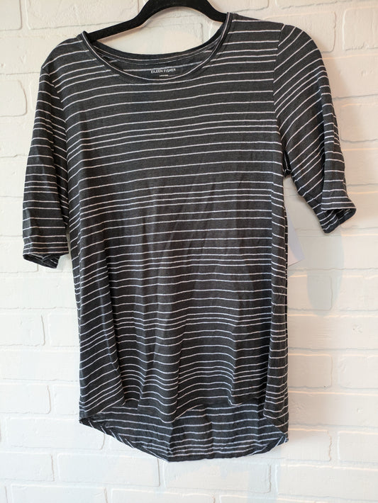 Grey & White Top 3/4 Sleeve Basic Eileen Fisher, Size S