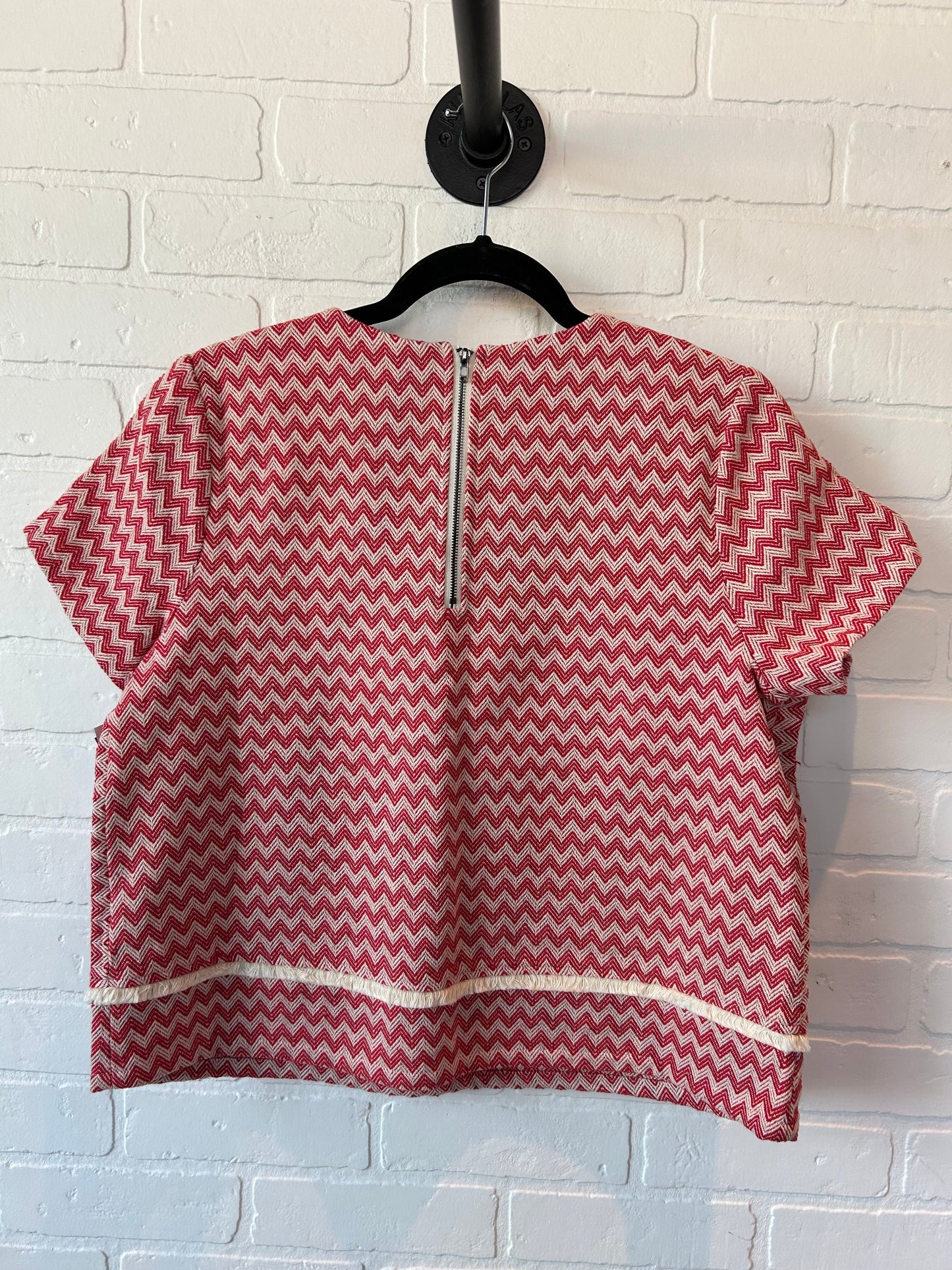 Cream & Red Top Short Sleeve Moon River, Size L