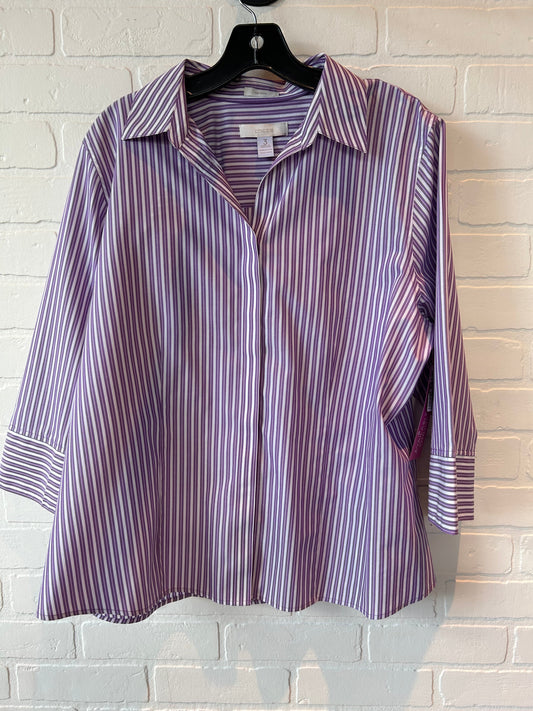 Purple & White Top 3/4 Sleeve Chicos, Size Xs