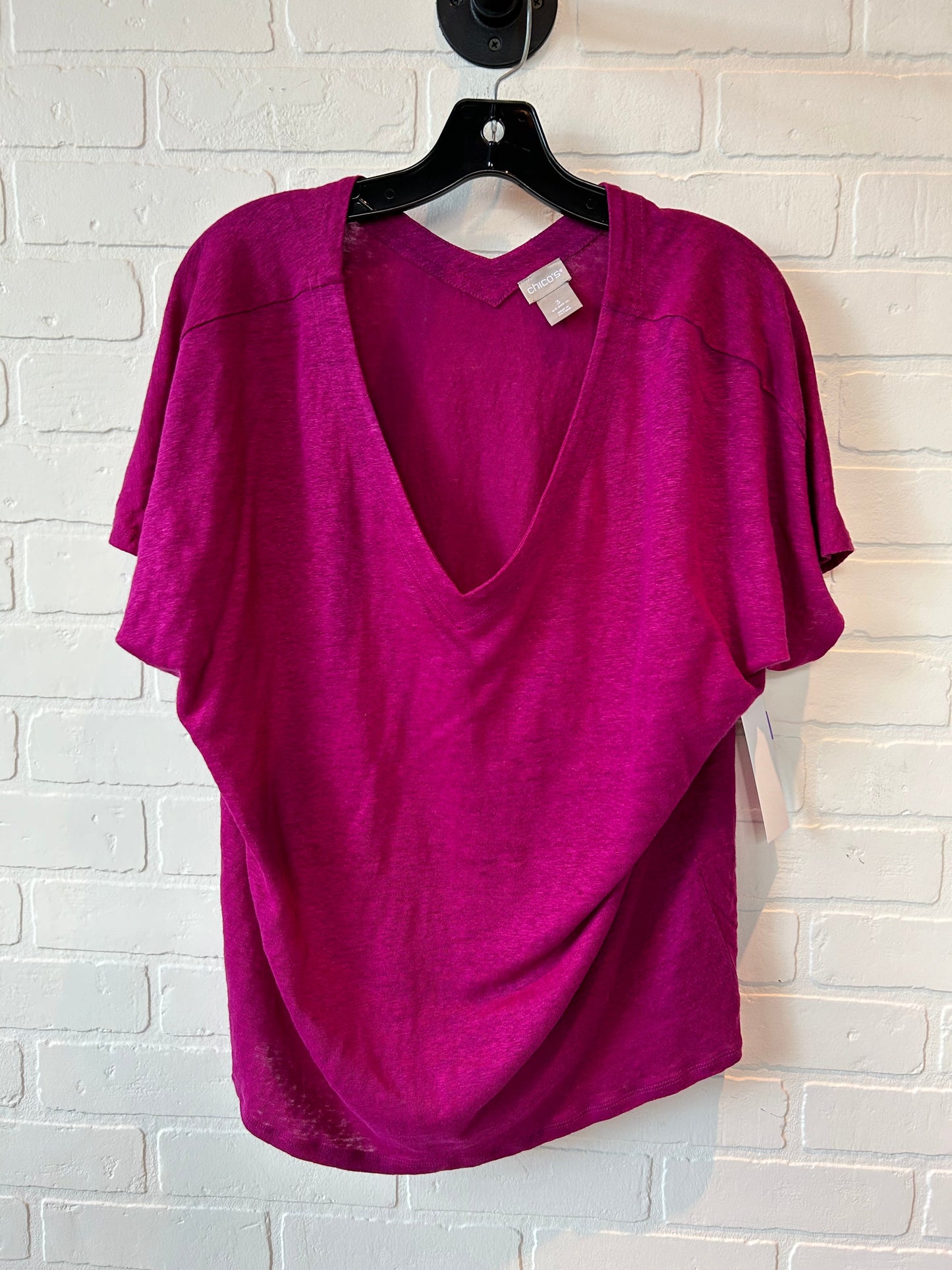 Purple Top Short Sleeve Chicos, Size Xl