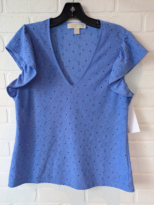 Blue Top Short Sleeve Designer Michael By Michael Kors, Size M
