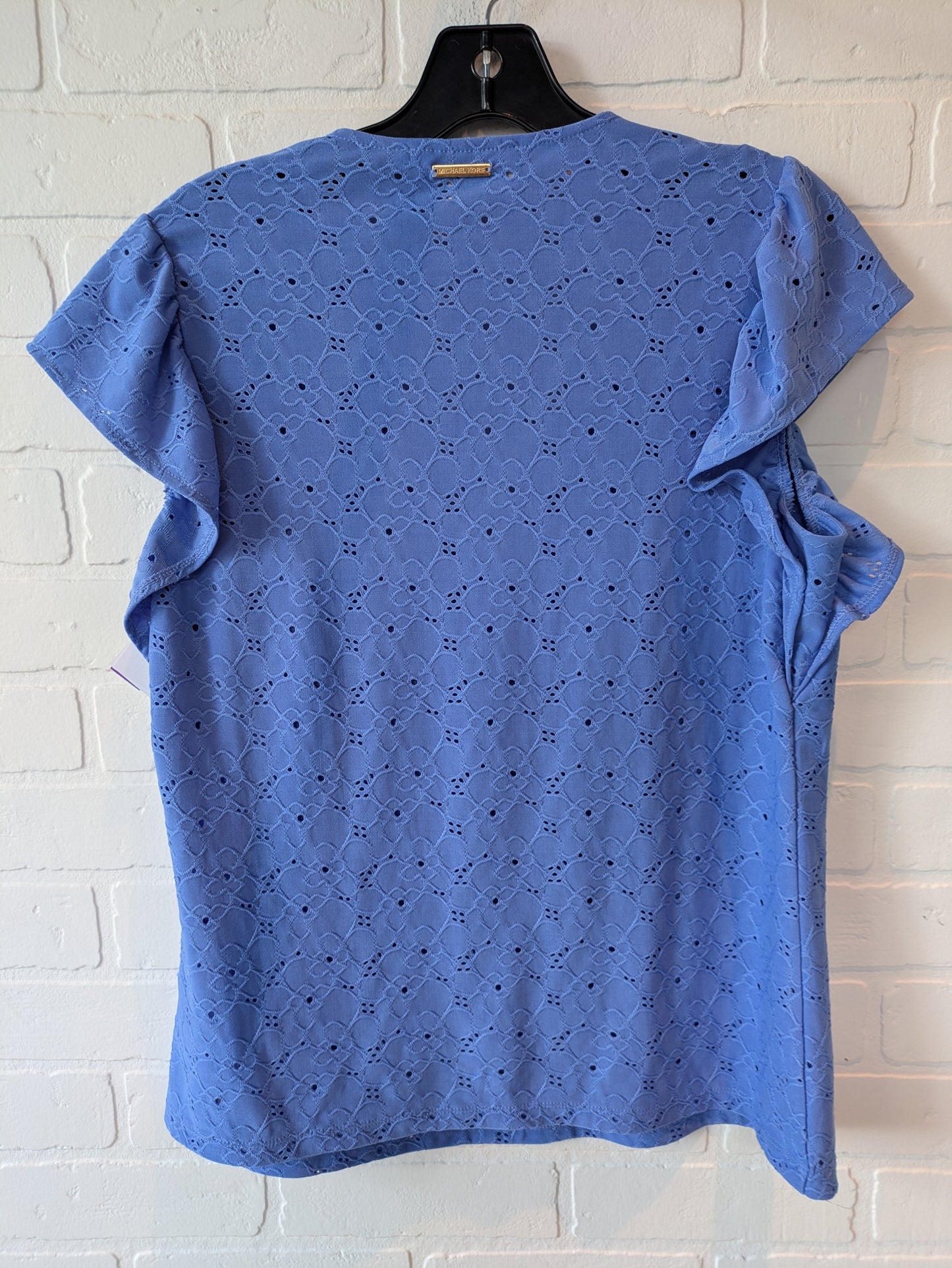 Blue Top Short Sleeve Designer Michael By Michael Kors, Size M
