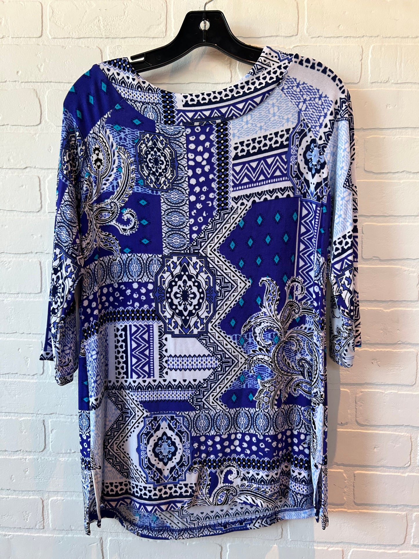 Blue & White Top 3/4 Sleeve Chicos, Size S