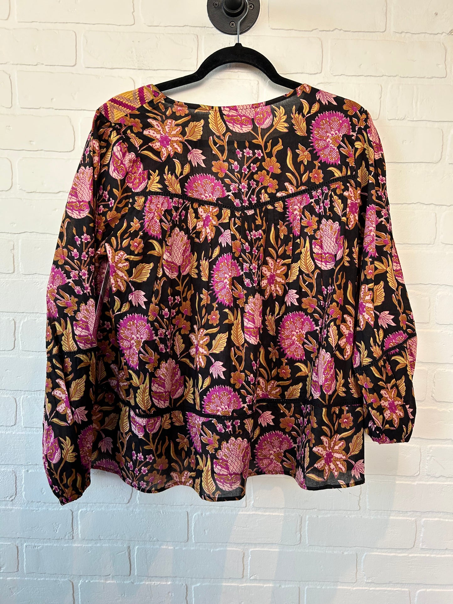 Black & Pink Top Long Sleeve Rachel Zoe, Size L