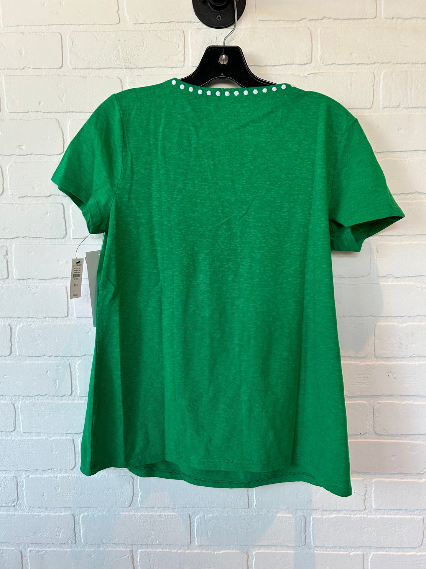 Green & White Top Short Sleeve Basic Talbots, Size M