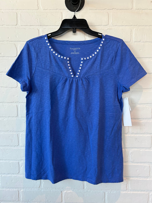 Blue & White Top Short Sleeve Basic Talbots, Size M