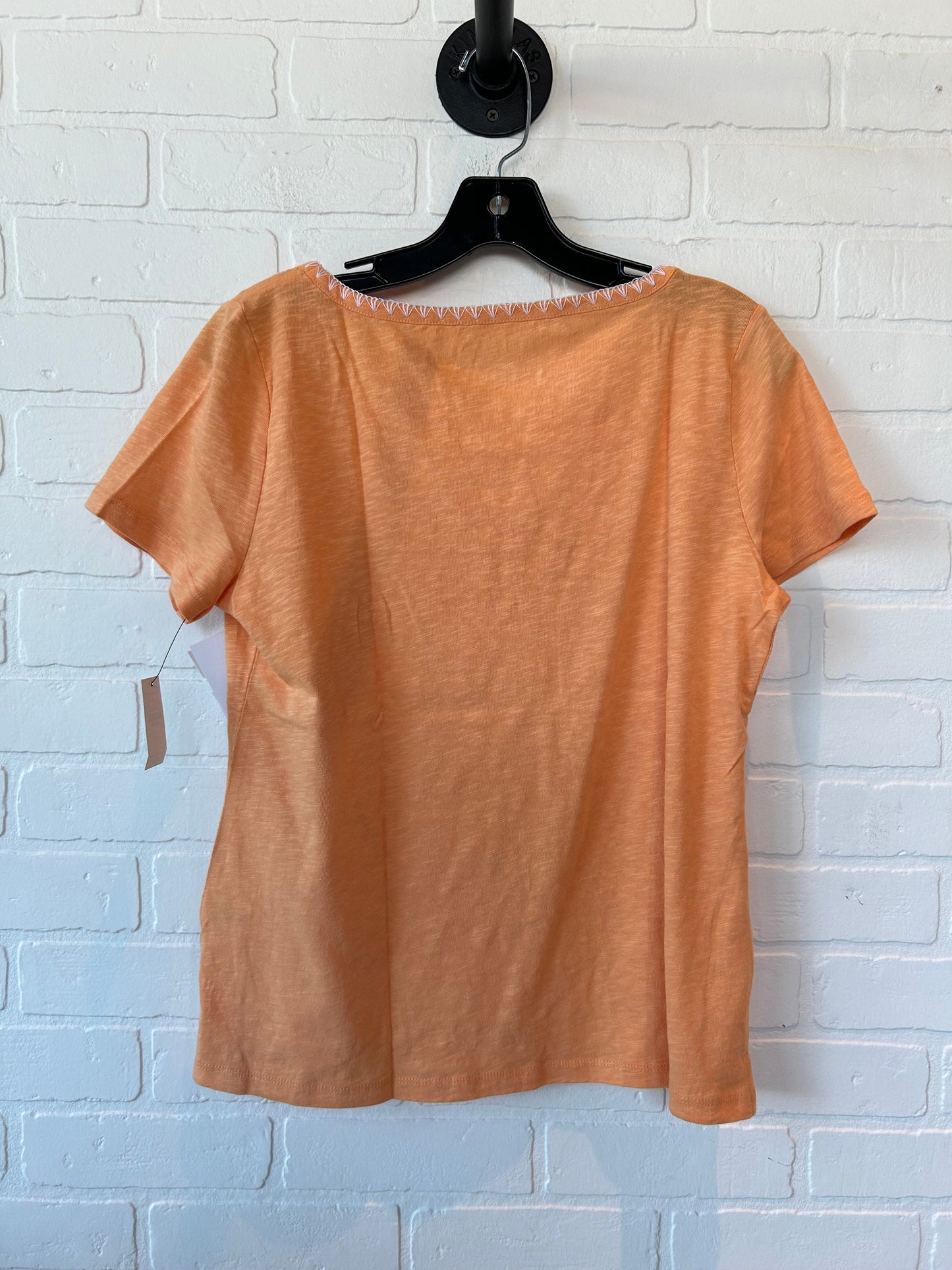 Orange & White Top Short Sleeve Basic Talbots, Size M