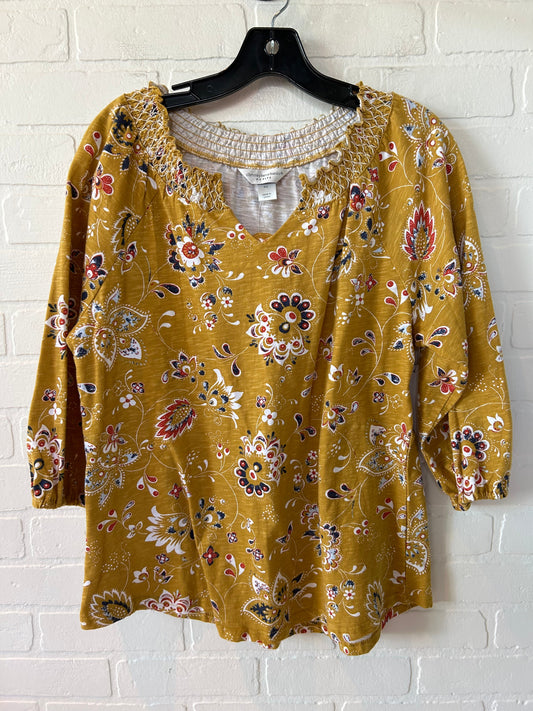 Yellow Top 3/4 Sleeve Christopher And Banks, Size L