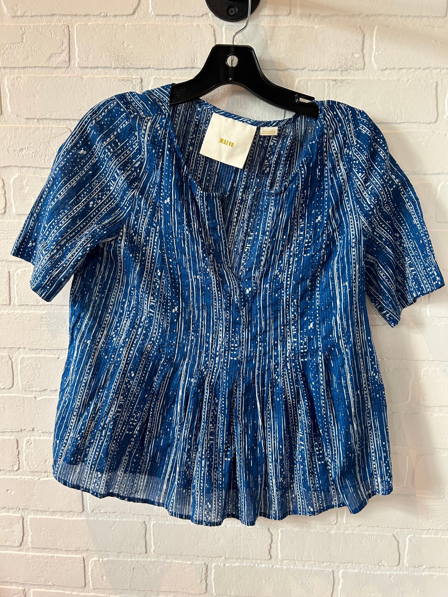 Blue & White Top Short Sleeve Maeve, Size S