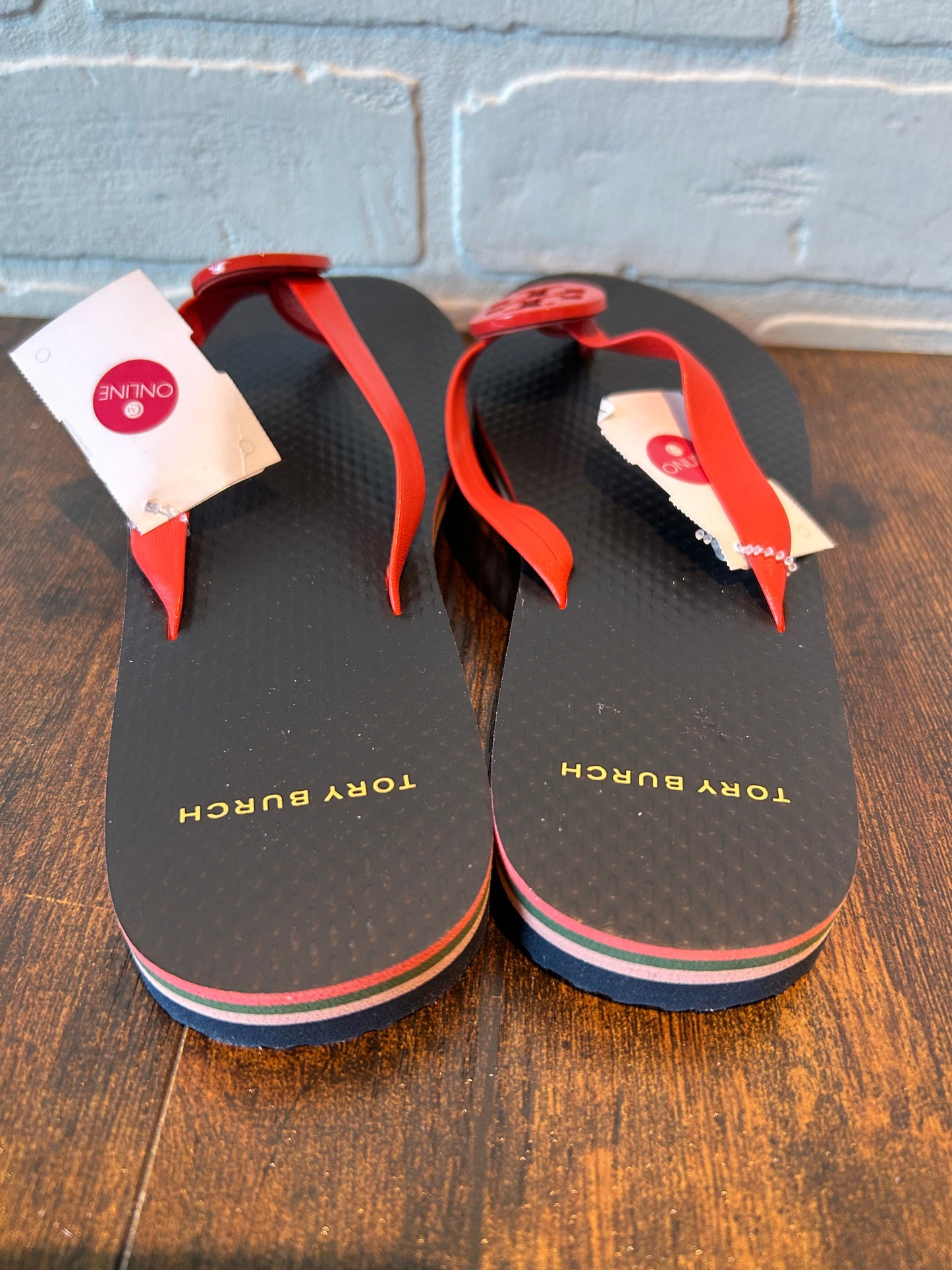 Red Sandals Designer Tory Burch, Size 5
