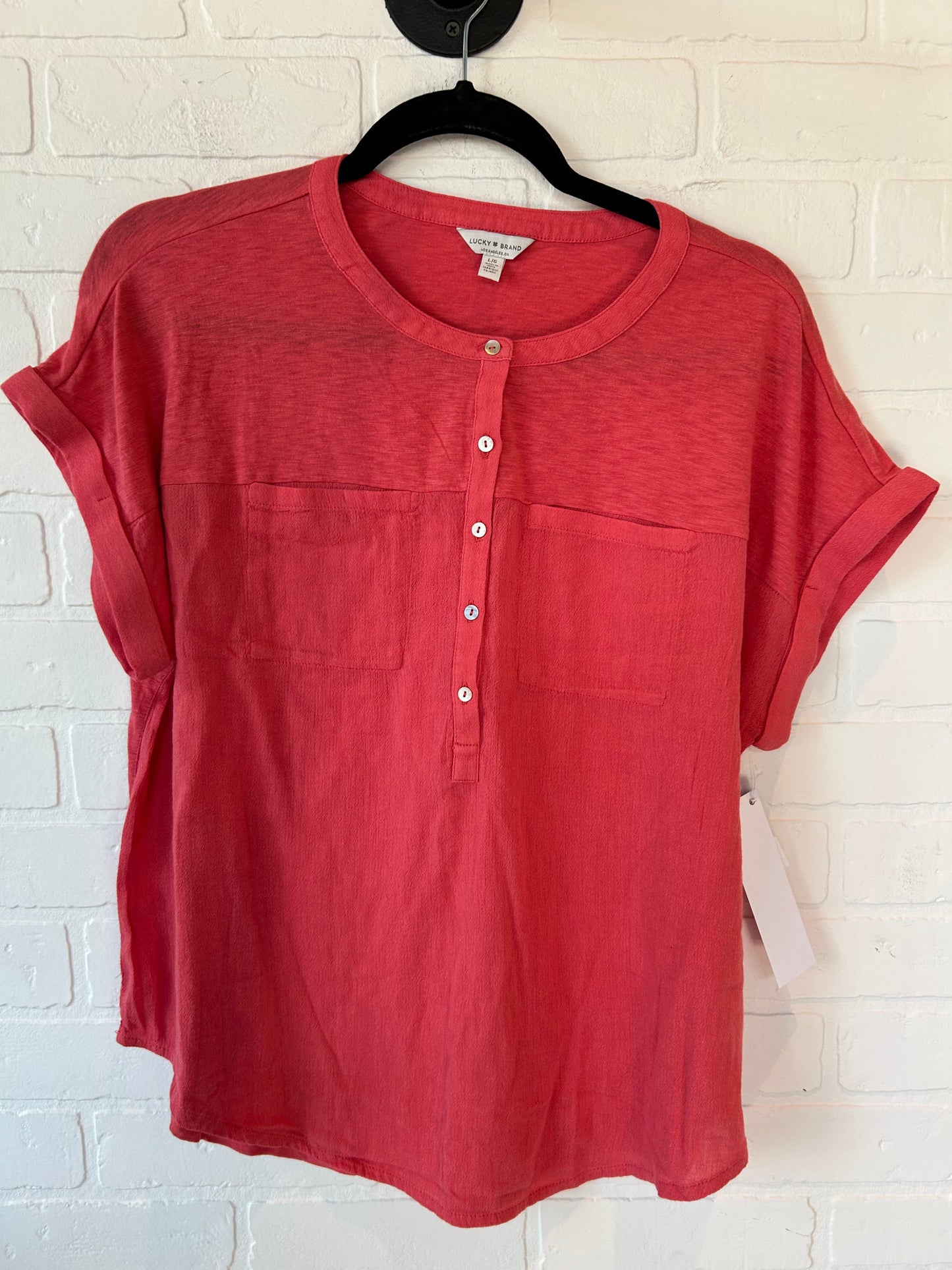 Orange Top Short Sleeve Lucky Brand, Size L