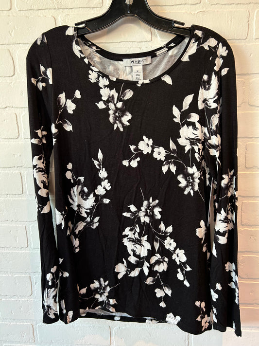 Black & White Top Long Sleeve Basic White House Black Market, Size M