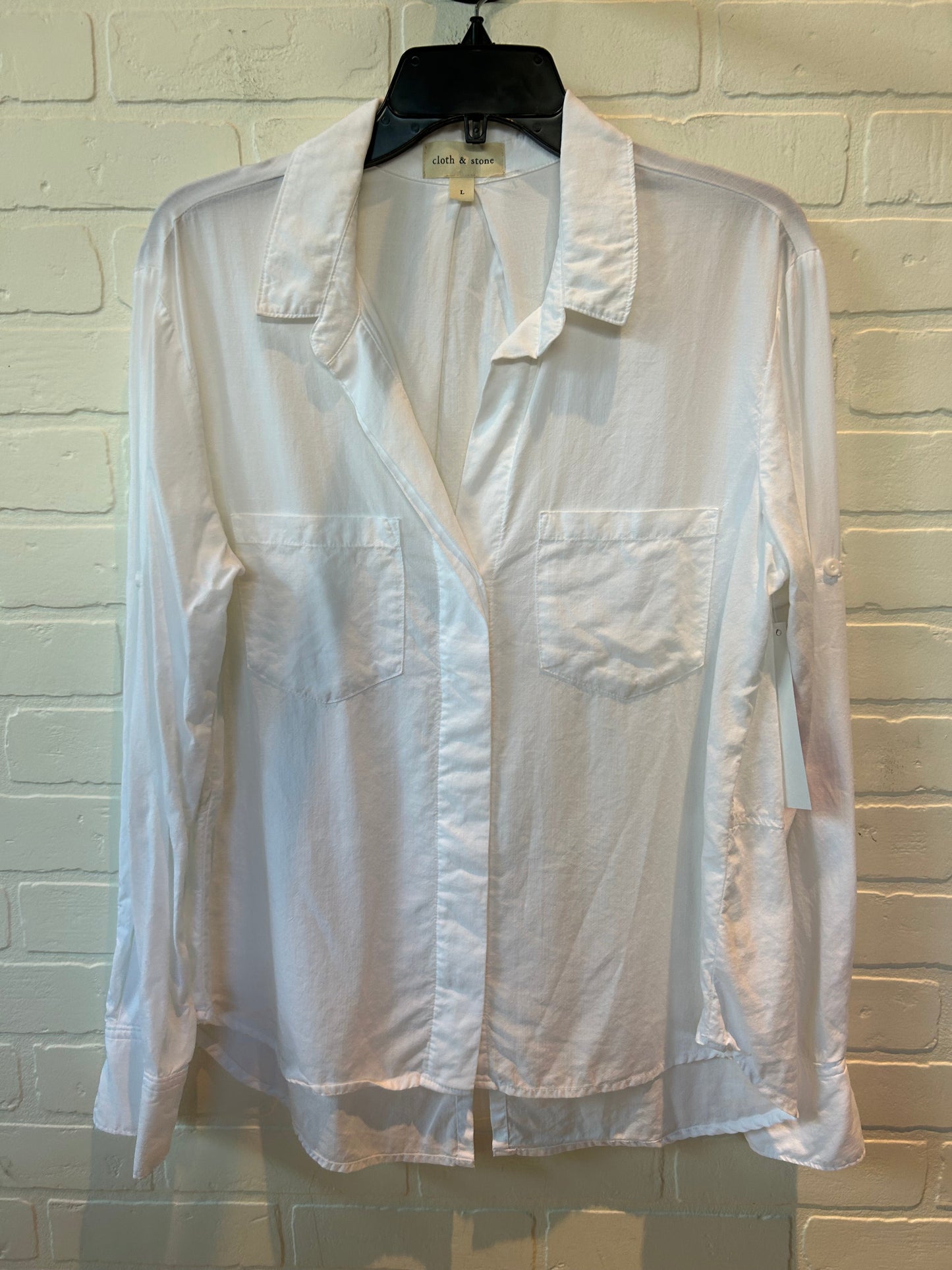 White Top Long Sleeve Cloth & Stone, Size L