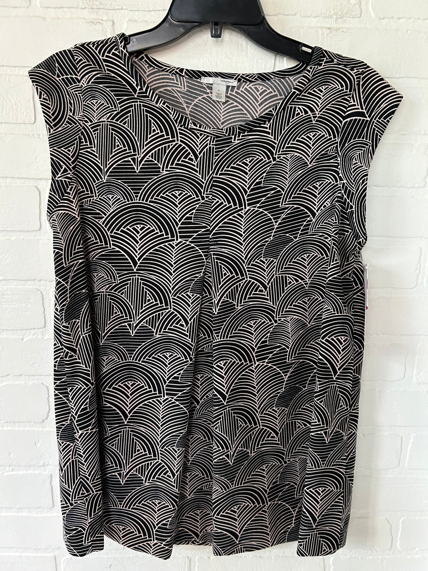 Black & Cream Top Sleeveless Halogen, Size S