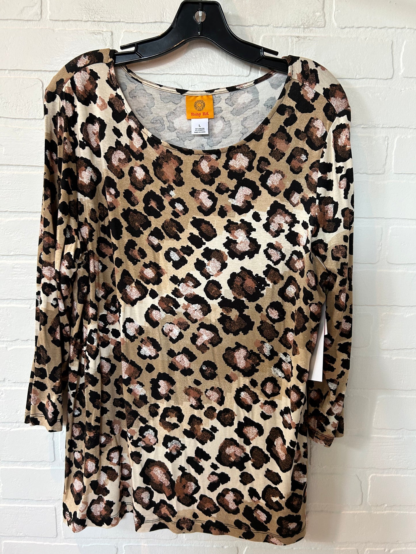 Animal Print Top 3/4 Sleeve Ruby Rd, Size L