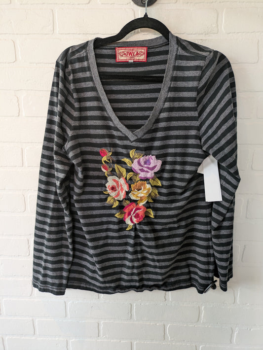 Black & Grey Top Long Sleeve Designer Johnny Was, Size L