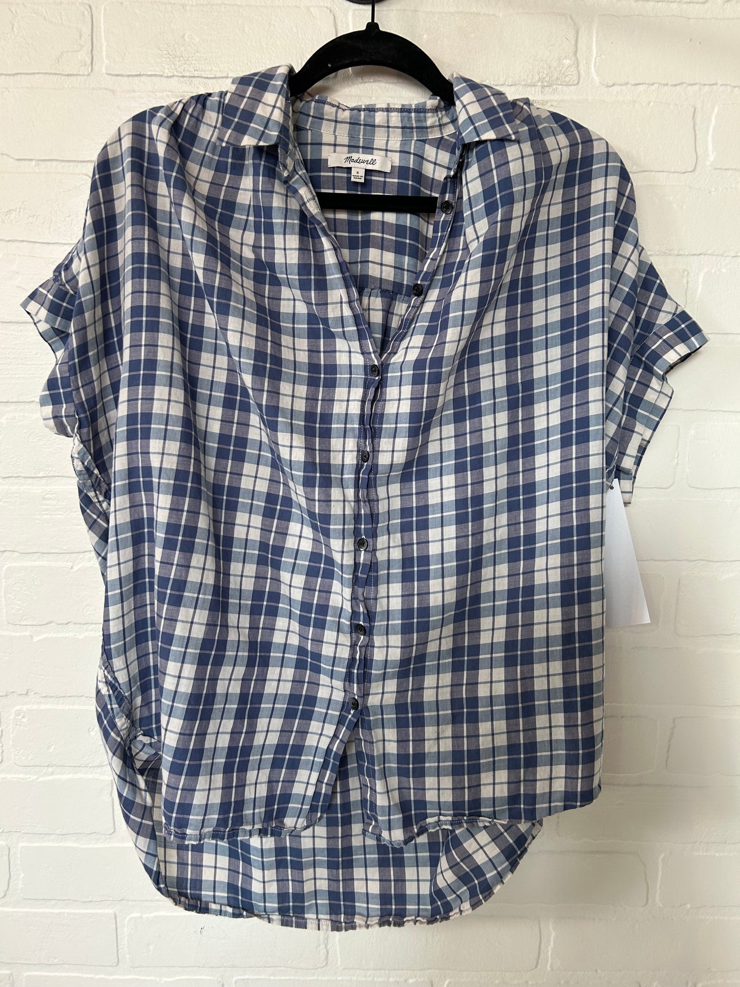 Blue & White Top Short Sleeve Madewell, Size S