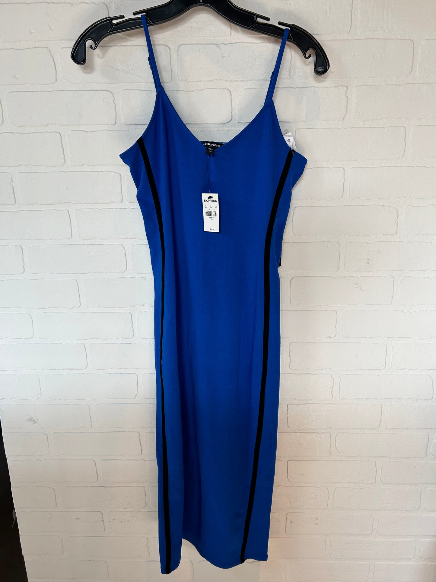 Black & Blue Dress Casual Midi Express, Size Xs
