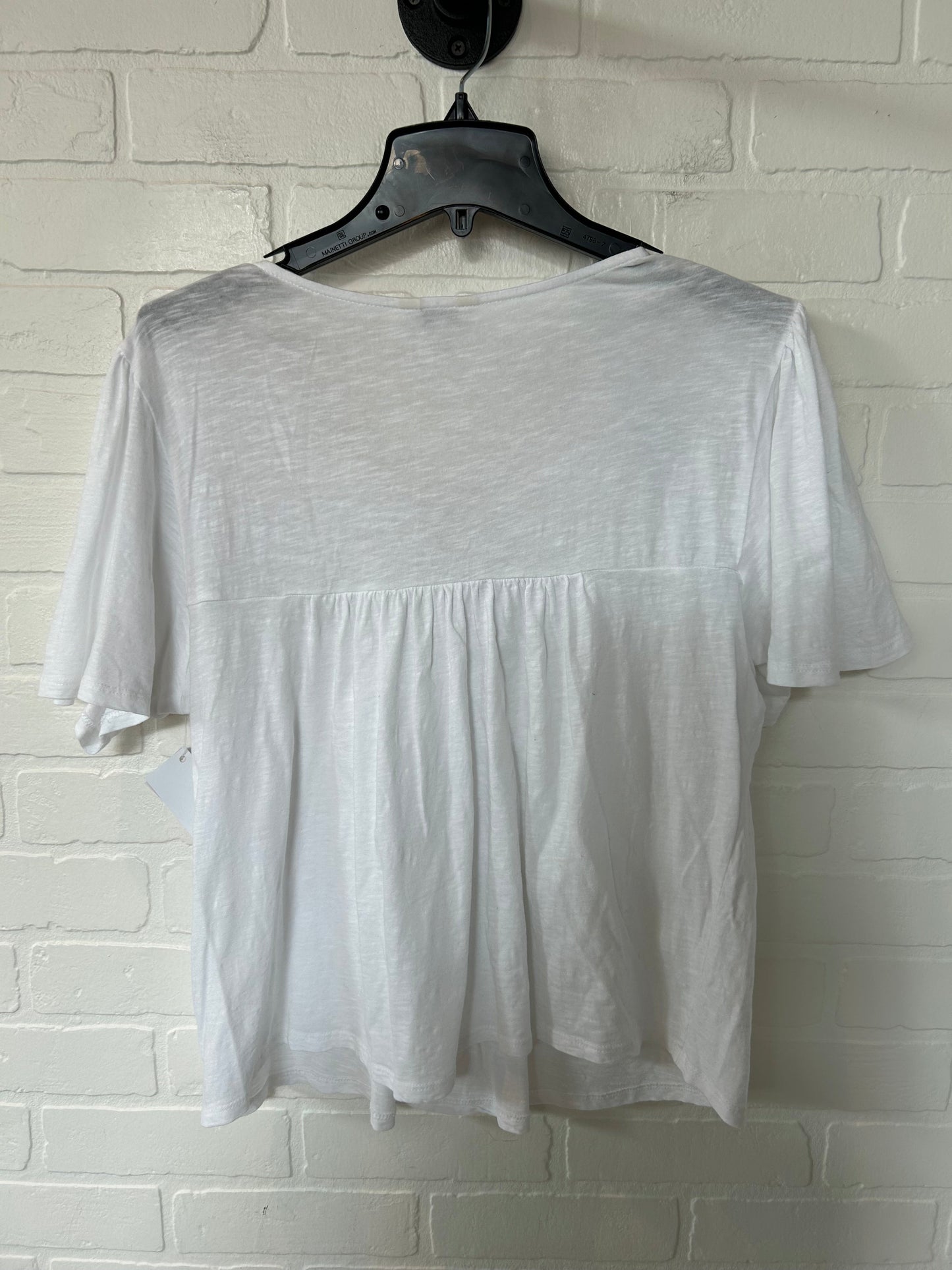 Tan & White Top Short Sleeve Lucky Brand, Size M